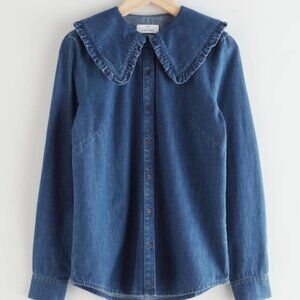 & Other Stories Blue Denim Button Down Shirt (6)